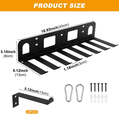 Wall Mounted Gym Equipment Storage for Resistance Bands, Yoga Mats, Jump Ropes & Weight Belts - Multi-Purpose Gym Equipment Storage Rack, Space-Saving Fitness Equipment Organizer