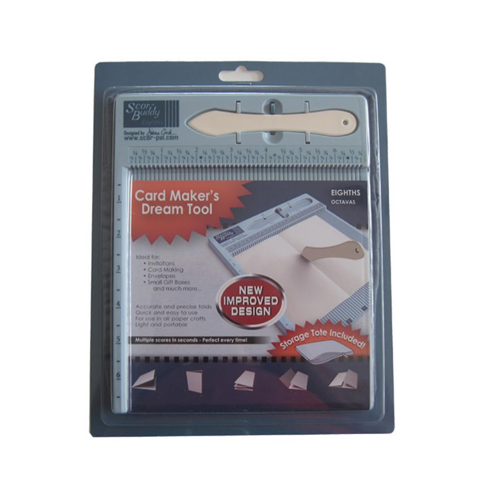 Scor-Buddy Mini Scoring Board, 6.75" x 7", 1/8" Space Grooves, Portable Scoring Tool for Card Making and Paper Crafts