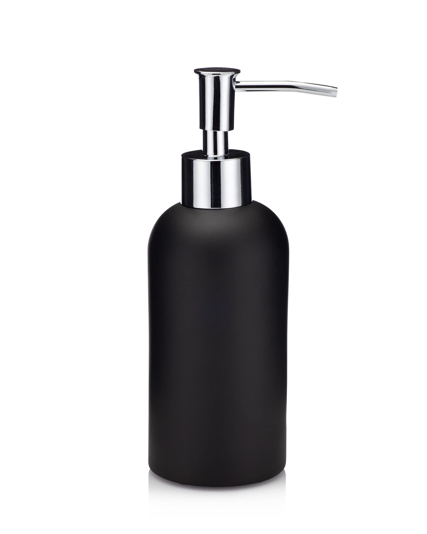 Essentra Home Matte Black Collection 4-Piece Bathroom Accessory Set. Includes: Soap Dispenser with Chrome Pump, Toothbrush Holder, Tumbler and Soap Dish