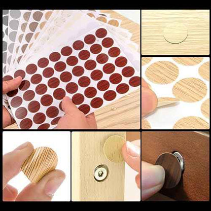 648 PCS 12 Colors Self-Adhesive Screw Holes Covers Stickers PVC Dustproof for Wood Furniture Cabinet Wall Desk Chair Bookcase Shelve Plate