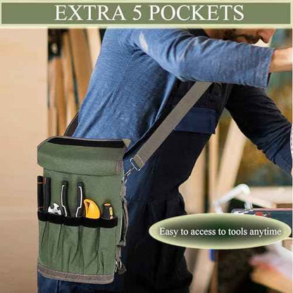 Tool Organizer Bag, Foldable Roll Up Bag Organizer w/ 2 Detachable Pouches, Heavy Duty Tool Storage Organization for Mechanic Carrying Toolbag, Dad Men Birthday Father Day, Gifts for Him (Black)