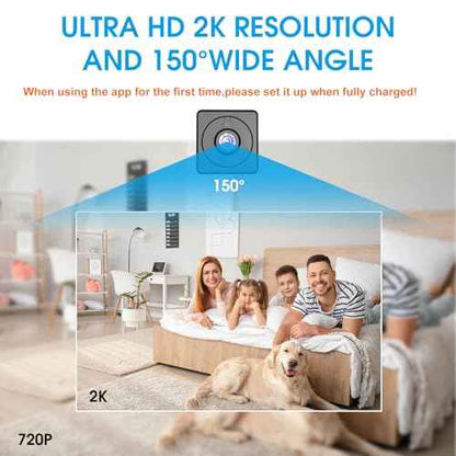 Mini Hidden Camera, Spy Camera WiFi, 2K HD Long Standby Time Compact Camera with Nanny Cam, Indoor Wireless Hidden Security Camera with Mobile Control for Home Monitoring