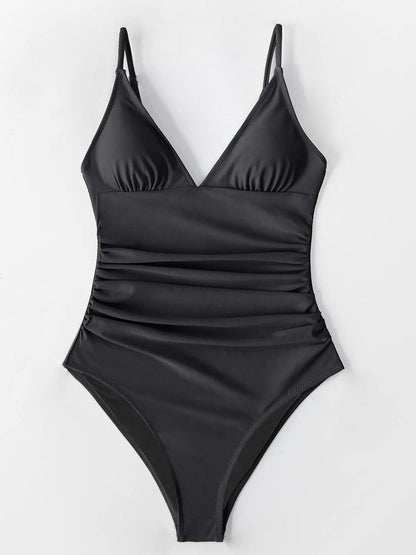 CUPSHE Women's One-Piece Swimsuit - Tummy Control V-Neck Design for Flattering Fit