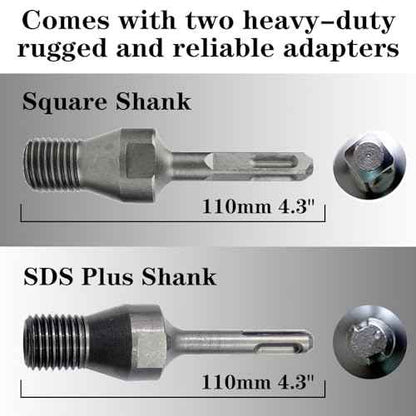 2.5" Dry Core Drill Bits for Cured Concrete with Rebar Brick Blonck Masonry etc 13in/330mm Drilling Depth£¬10mm Diamond Segment Height£¬2 Adapters
