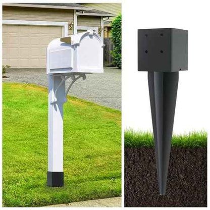 4 Pcs 4"x4" Fence Post Anchor Ground Spike 16"(Actual 3.6"x3.6") Heavy Duty Metal Fence Post Anchor with Black Powder-Coated for Deck,Fence,Porch,Railing,Mailbox