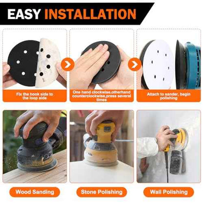 2 Pack 6 Inch 6 Holes Interface pad,Orbital Sander Foam Pad£¬6" Foam Sanding Pads£¬Hook and Loop Soft Density Sponge Cushion Buffer Backing Pad for Orbital Sander
