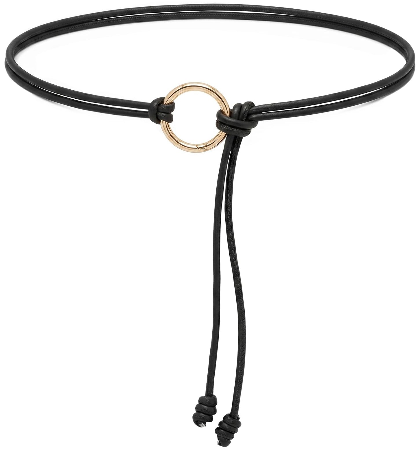 BAOKELAN Women Skinny Thin Belts PU Leather Knotted Waist Belt for Dresses Black A 130CM
