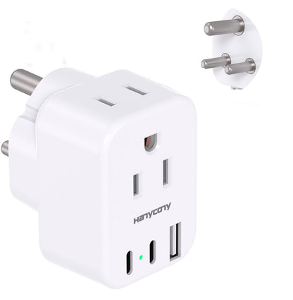 South Africa Travel Plug Adapter, HANYCONY Type M Power Adapter with 2 AC Outlets 3 USB Ports(2 USB C) for US to South Africa Botswana Namibia India Nepal Bhutan Sri Lanka