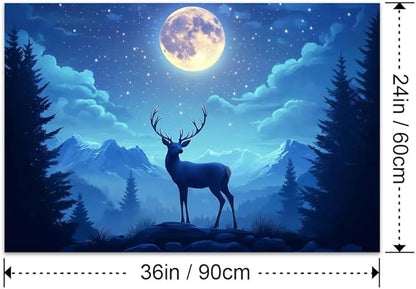 Yesad Deer Wall Art, Christmas Canvas Wall Art, Animal Picture Artwork Aesthetic Poster Prints Wall Décor for Farmhouse Living Room, Bedroom, Office (Unframed,36”x24”,Deer4)