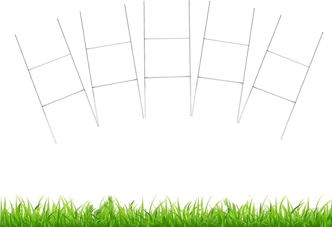 5 Pack Sign Stakes 16"x7", Metal H Frame Yard Sign Stakes for 4mm,5mm Corrugated Plastic Yard Signs