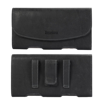 Bourisen Phone Holster Phone Pouch Phone Case Belt Clip Belt Loops Faux Leather for Man for Samsung S25 S24 S23 S22 S21 Ultra/LG/Moto (Black&Yellow, XL(7.0’’x3.5’’x0.9’’))