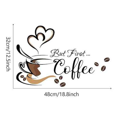 Black Coffee Wall Decals Peel and Stick Coffee Tea Cup Latte Art Wall Stickers Coffee Signs for Bar Cafe Pub