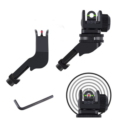 Fiber Optic 45 Degree Offset Iron Sight Set - Rapid Transition Front and Rear Backup Sights for Picatinny Rail (45 Degree Sights-Black)