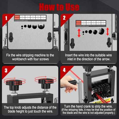 Wire Stripper Machine Gauge Wire 3-17mm, Manual & Electric Drill Compatible Copper Wire Stripping Tool with 6 Channels 5 Blades, Scrap Wire Stripping Machine for Efficient Cable Stripping