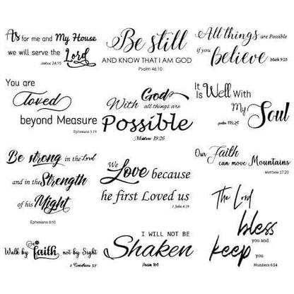 12 Pieces Bible Verse Wall Stickers, Inspirational Quote Wall Decals, Religious Motivational Wall Stickers, Peel and Stick, Scripture Wall Decal for Living Room Bedroom Bathroom Office