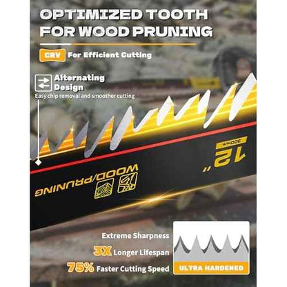 Wood Pruning Reciprocating Saw Blades, 12 Inch Pruning Blades for Reciprocating Saw, High Carbon Steel Reciprocal Saw Blades for Tree Trimming, Wood Cutting with Organizer Case, (10 Pack/5TPI)
