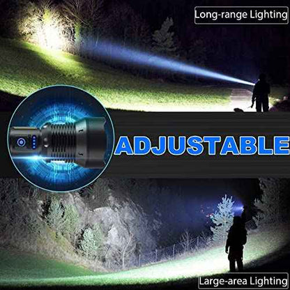 Cinlinso Flashlights High Lumens Rechargeable, 99,000 Lumens Super Bright Led Flashlight, Flash Light with 7 Modes, IPX6 Waterproof, Handheld Powerful Flashlight for Camping, Emergencies (Black)