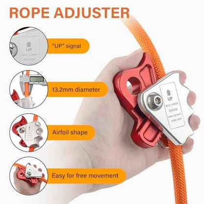 TRSMIMA Steel Wire Core Flipline - 8ft Fall Protection Arborist Climbing Tree Arborist 1/2" Galvanized Steel Cable Lanyard Kit with Swivel Snap Hook Triple Lock Carabiner Rope Grab Adjuster