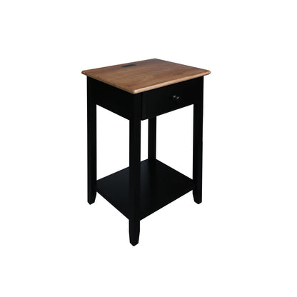 Casual Home Owl Night Stand with USB Port Charging Station and Drawer, 17.5" W x 14.25" D x 24.5" H, Natural Gray