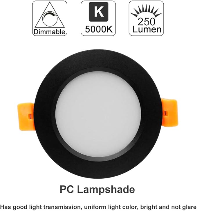 YGS-Tech 2 Inch LED Recessed Lighting, Dimmable Downlight 3W(35W Halogen Equivalent), CRI80, 5000K Daylight White Ceiling Light with LED Driver(4 Pack)