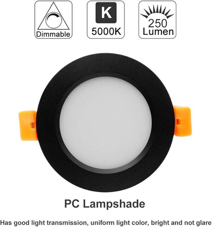 YGS-Tech 2 Inch LED Recessed Lighting, Dimmable Downlight 3W(35W Halogen Equivalent), CRI80, 5000K Daylight White Ceiling Light with LED Driver(4 Pack)