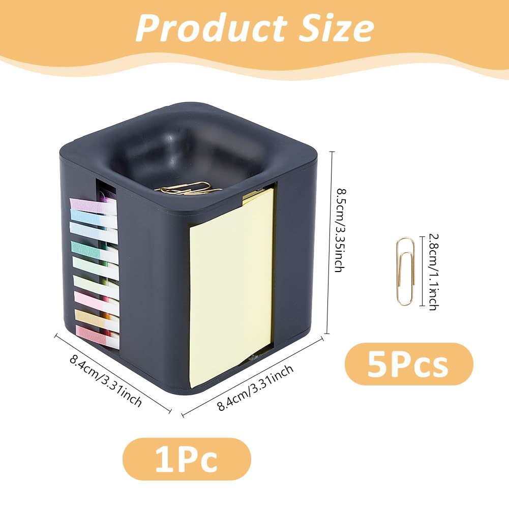 DICOSMETIC 5-in-1 Note Dispenser Sticky Note Holder Paper Clips Holders Index Flag Dispenser Memo Holders Desk Organizer Creative Office Supplies for Office Home, Black