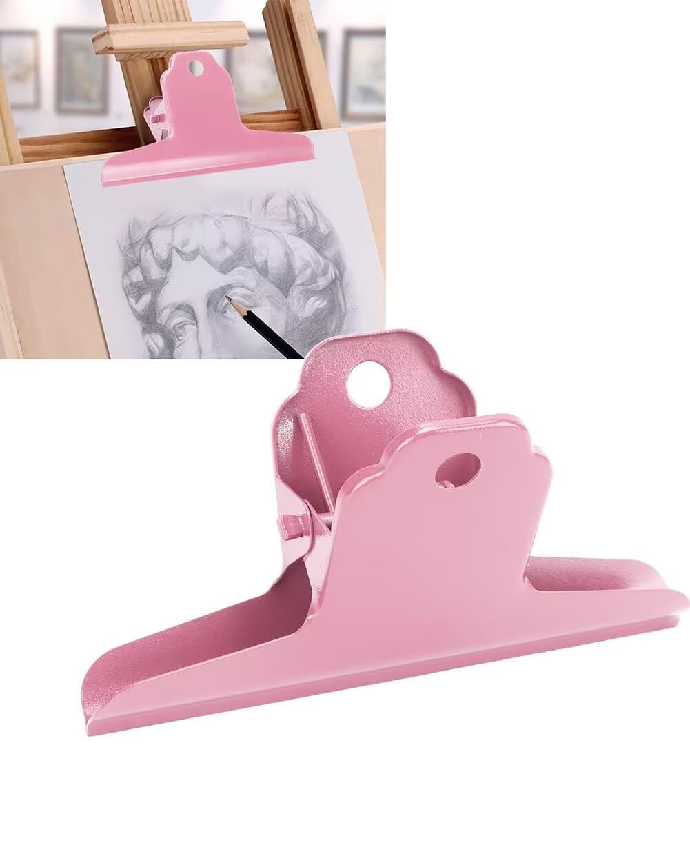 2PCS Extra Large Binder Clips Metal Bulldog Clips Large Paper Clamps Holder Chip Clips for Home School Office Drawing Bag Pink 4inch