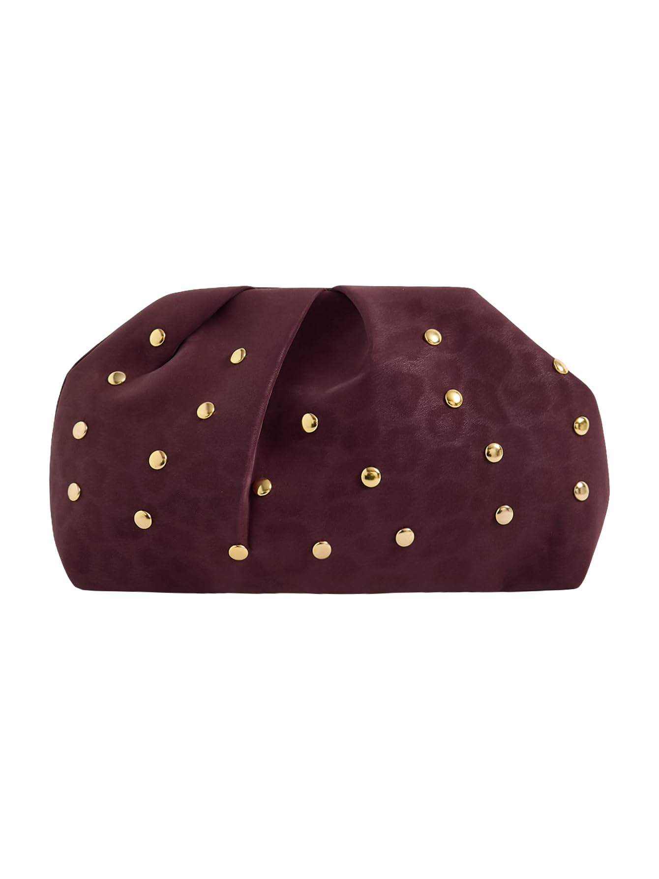 QWINEE Women's Elegant Studded Clutch Bag Magnet Ruched Bags Retro Vintage Evening Handbag Burgundy Leopard One Size