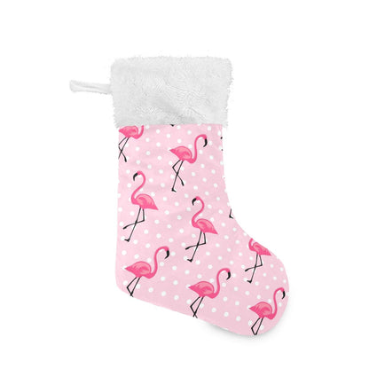 Blueangle White Dots Flamingo Christmas Stockings 17.7 Inch Gift Holders for Party Holiday Decorations Ornaments (1 Pack)