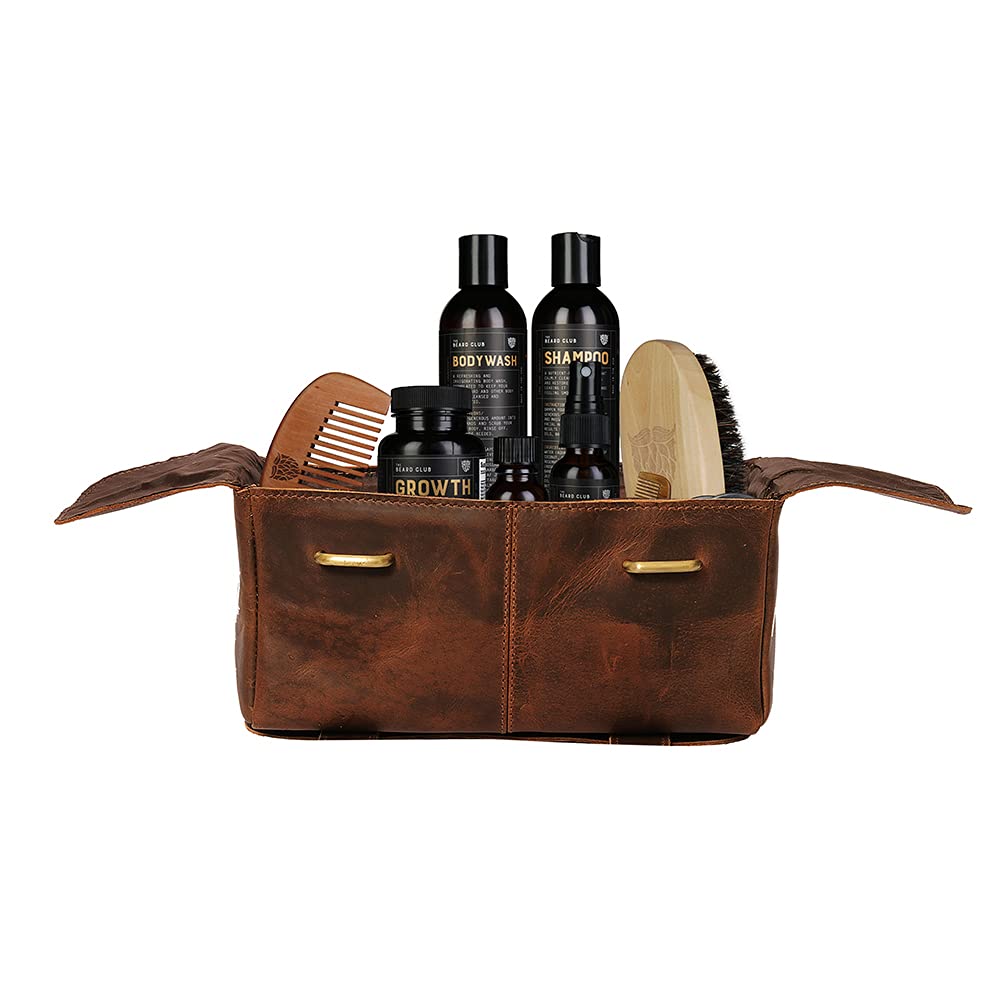 Leather Toiletry Bag, Toiletry Bags for Women, Leather Cosmetic Bag, Cosmetic Bags for Women, Dopp Kit (Dark Brown, 10 x 5 x 6 inch, Retro)