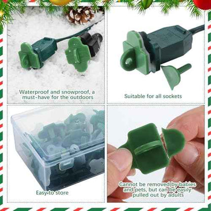 110 Sets Green Weatherproof Gaskets and Plug Protectors Covers Outdoor Cover Extension GFCI Cord Christmas Lighting Installation Weatherproof Kit Outdoor Stop Tripping