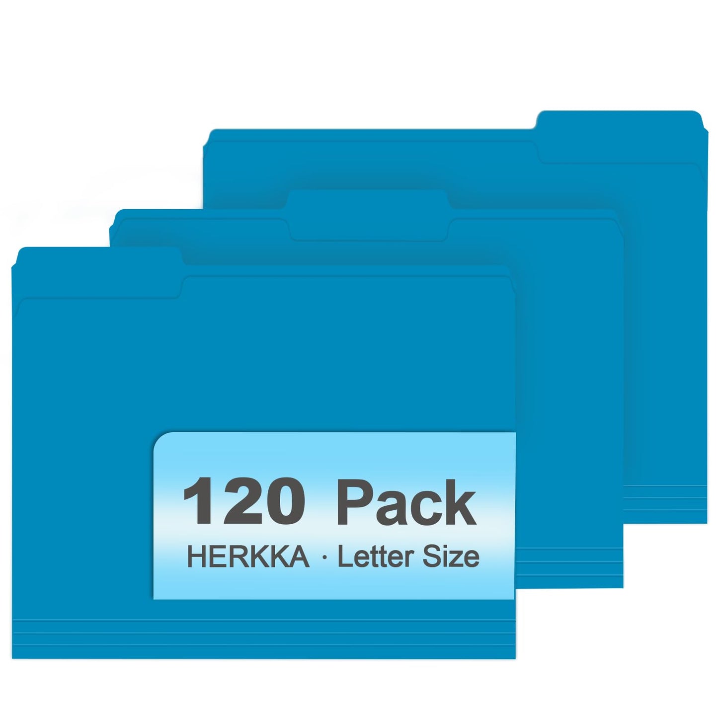 File Folder, HERKKA 120 Pack 1/3 Cut Tab File Folders, File Folders Great for Organizing and Filing, Letter Size, Blue