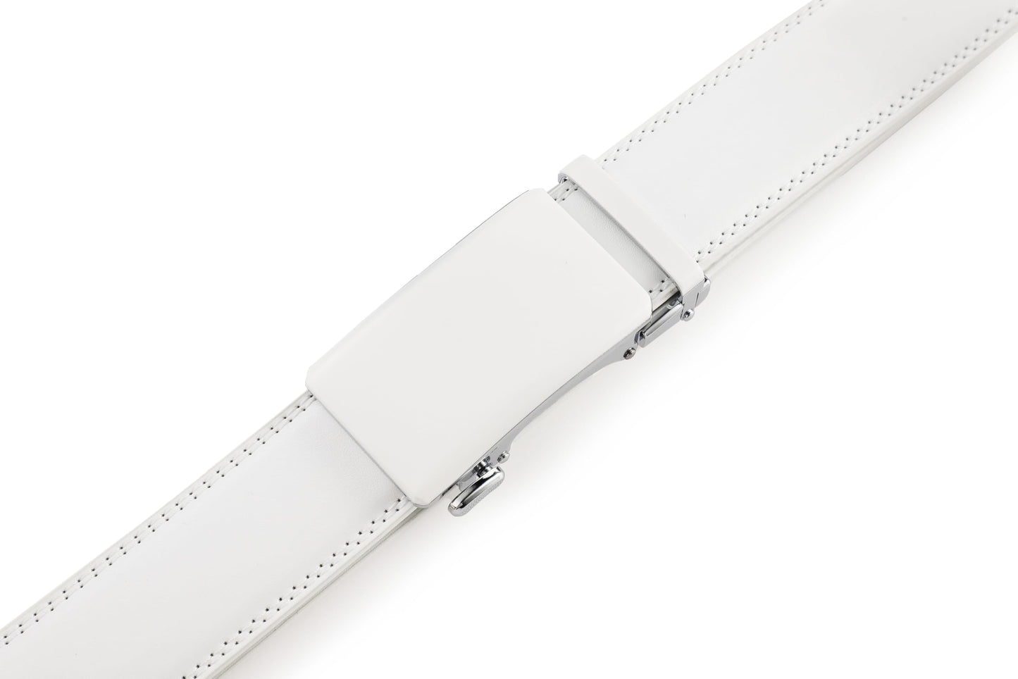 KUULIMEE White Belt Men, Ratchet Dress Casual Belt with Adjustable Automatic Buckle Trim to Fit-WHITE-51-110