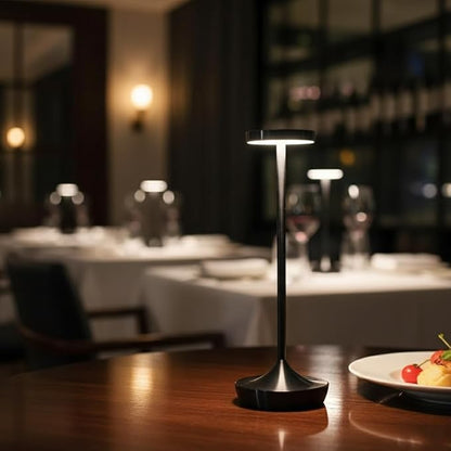 Cordless Table Lamp Rechargeable - 6000mAh LED Battery Operated Table Light - Portable Touch Dimmable Outdoor Waterproof Table Lamps for Patio Restaurant Dining (2 Black)