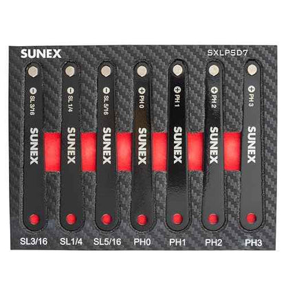 Sunex Tools SXLPSD7 Low Profile Diamond Coated Phillips¢ç & Slotted Screwdriver Set in EVA Foam, 7-Piece