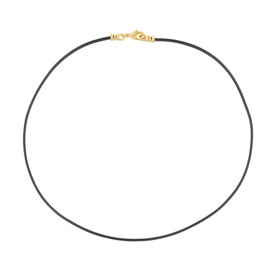 DragonWeave Gold Plated 1.8mm Fine Black Leather Cord Necklace - 20 inches