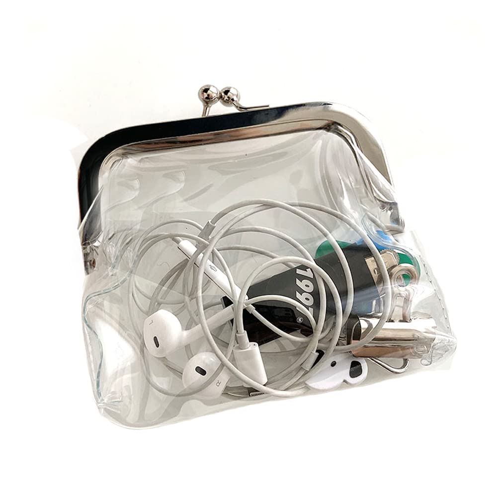 3 Pieces Clear Coin Purse，Transparent Change Purse，Jelly Wallets ，PVC Kiss-Lock Clear Wallet for Wome (white)