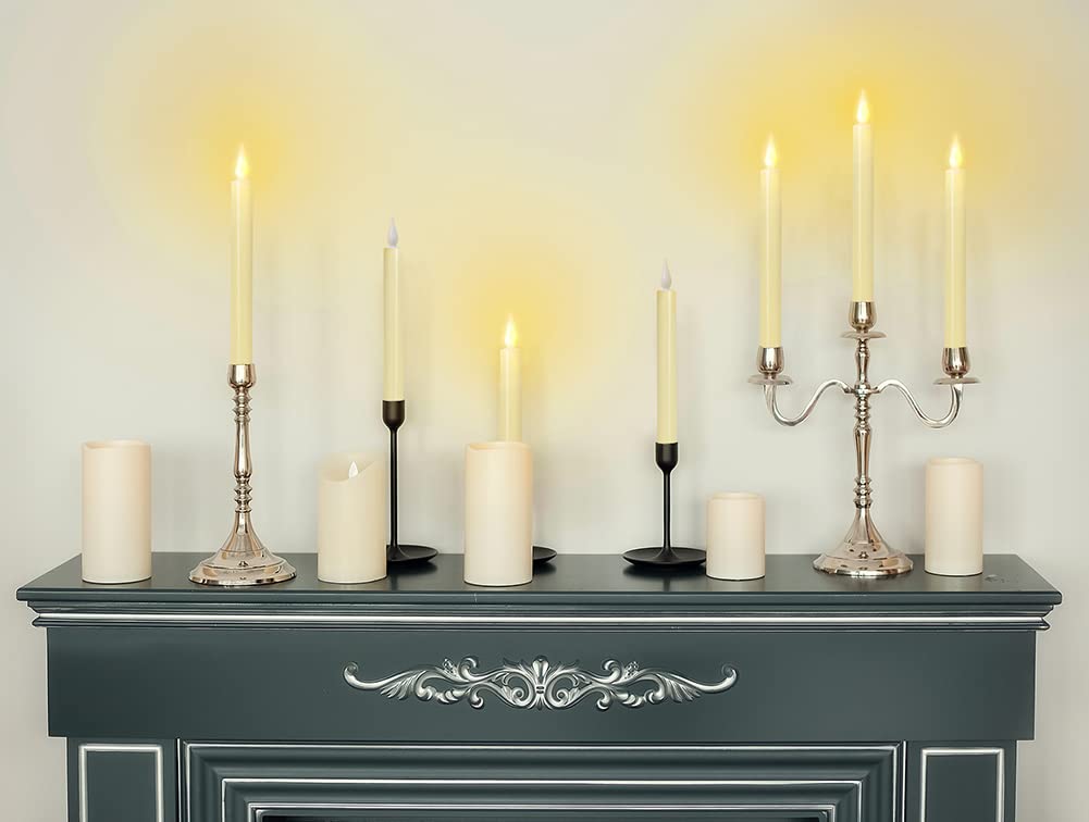 ShareMoon Window Candles Flickering Battery Operated with Remote and Timer, 6 Pack Electric Flameless Taper Candles with Magnetic Base for Christmas Halloween Dinner Wedding Party Decoration