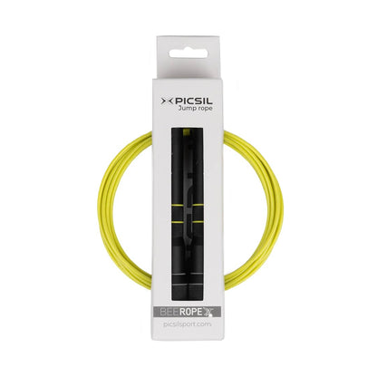 PICSIL Bee Rope - Aluminum Rope The only self-Adjusting Rope in The World, Very Light and Extremely Fast. Speed Rope, Double Dutch Jump Rope Double Unders, Cross Training, Boxing, Fitness (New Black)