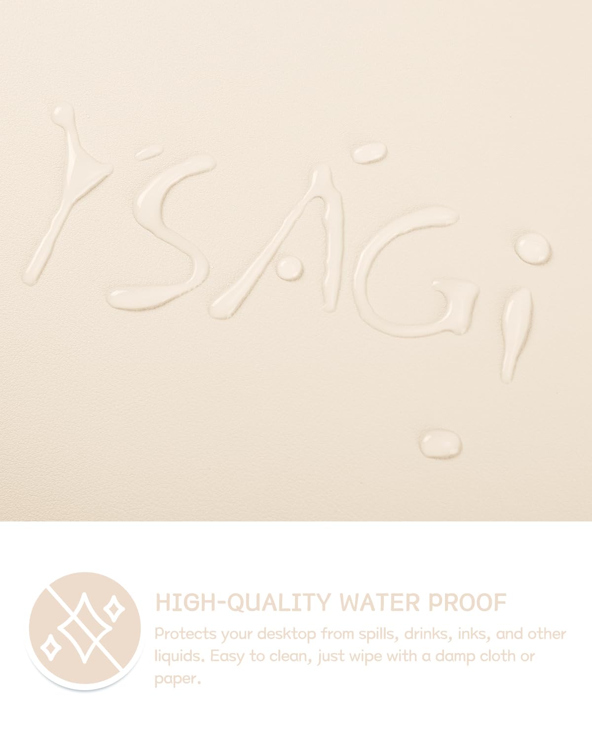 YSAGi Non-Slip Leather Desk Pad, Desk Matt for Desktop, Waterproof Laptop Computer Keyboard Mat, Table Protector Blotter Mat, Large Mouse Pad for Office/Work/Home/Decor(Beige, 31.5" x 15.7")