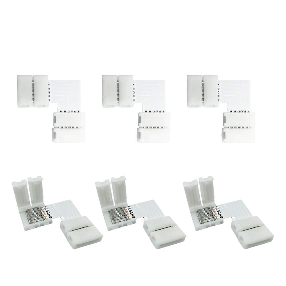 GIDERWEL RGBWW 6 Pins LED Strip Connectors L Shape,6 Pack LED Strip Light 12mm Right Angle Corner Solderless Connector LED Connection for Lightstrip Plus V3/RGBCCT LED Strips