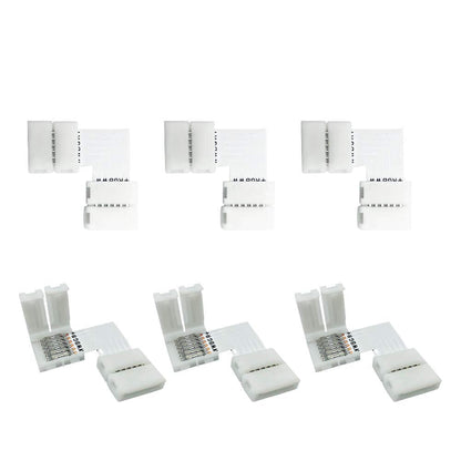 GIDERWEL RGBWW 6 Pins LED Strip Connectors L Shape,6 Pack LED Strip Light 12mm Right Angle Corner Solderless Connector LED Connection for Lightstrip Plus V3/RGBCCT LED Strips