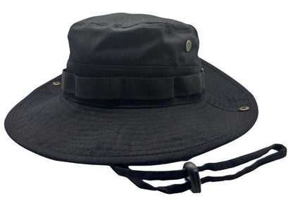 High Qualty Sun Hat 100% Cotton Size Adjustable Men Women Fishing Outdoor UPF 50+ Breathable 3 inch Brim Boonie Hat Summer UV Protection Safari Hat Black