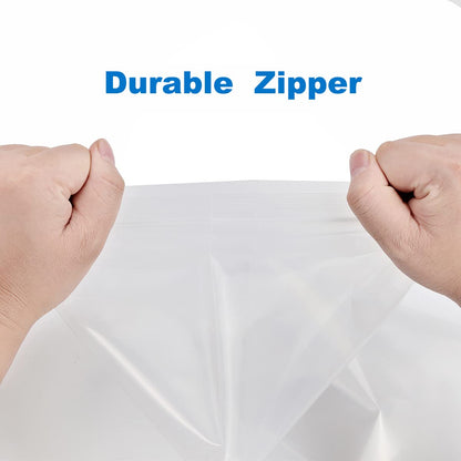 Somoga 50 PCS 12" x 12" Large Thick 2.4 Mil Clear Zip Poly Bags Plastic Reclosable Zip Seal Lock Bags Clothing Shoes Toys Prints Zipper Bag