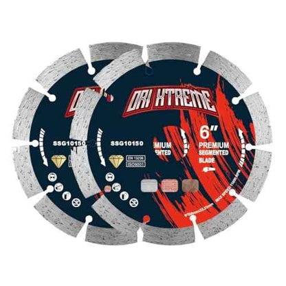 6 Inch Diamond Saw Blade 2Pcs, Segmented General Purpose Blade Dry/Wet Cutting Concrete, Masonry, Brick, Block,7/8"-5/8¡± Arbor