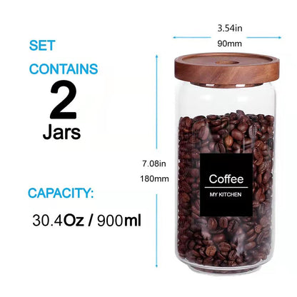 SAIOOL Kitchen Canisters Set of 6-8.5oz Glass Spice Jars With Acacia Airtight Lid and Labels Round Spice Bottles for kitchen Seasoning Baby Food Kids Snacks Meal Prep Containers Candle