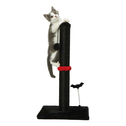 MECOOL Cat Scratching Post Premium Sisal Scratch Posts with Hanging Ball Vertical Scratcher for Indoor Cats and Kittens,Black