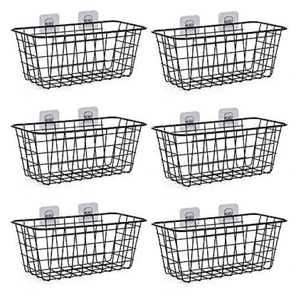 6 Pack Wire Storage Baskets Household Metal Wall-Mounted Containers Organizer Bins for Kitchen Bathroom Freezer Pantry Closet Laundry Room Cabinets Garage Shelf, Medium