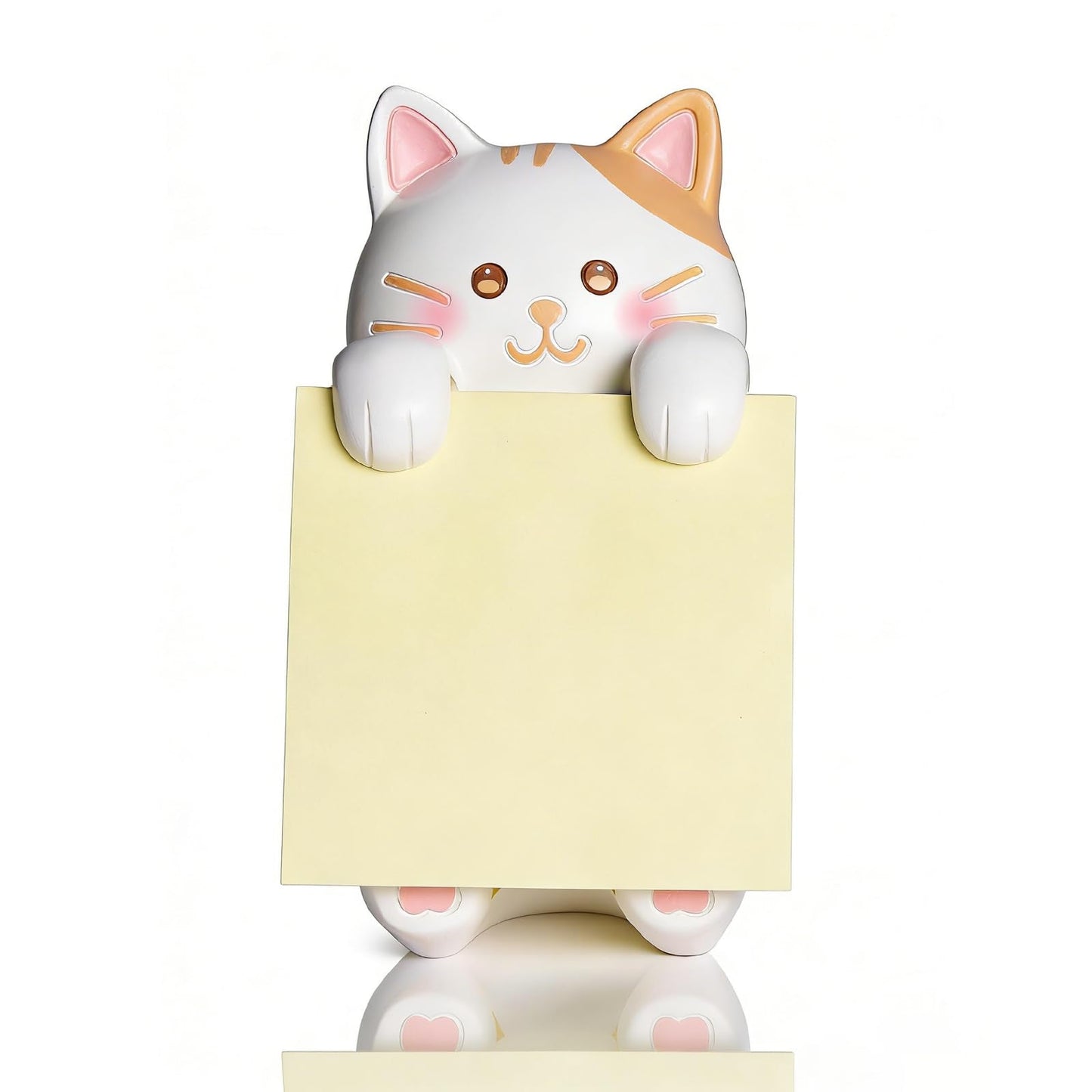 HORTIX Cat Pop-up Sticky Note Dispenser, Includes 1 Pad of 3x3 in Super Sticky Notes, 100 Sheets, Resin Desk Holder for Office & Home- Ginger Cat