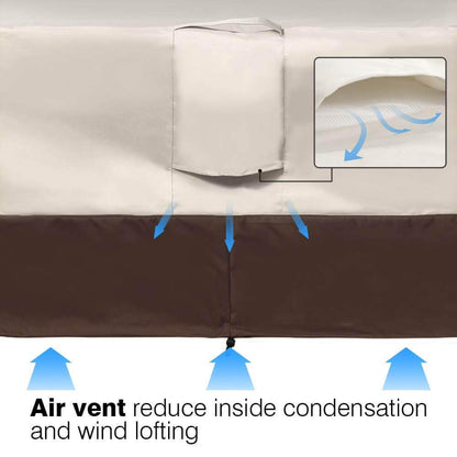 Vailge Waterproof Patio Furniture Set Cover with Padded Handles, Patio/Outdoor Table Cover, Patio/Outdoor Dining Square Table Chairs Cover(Medium,Beige & Brown)